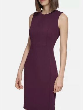 💜 NWT! Purple CALVIN KLEIN Sleeveless Scuba Dress - Size 4